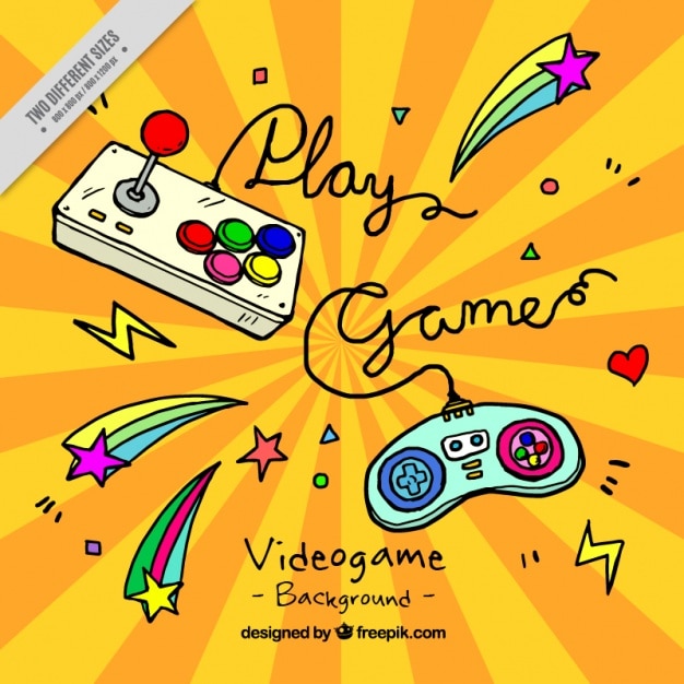 Vector background of hand-drawn game controllers