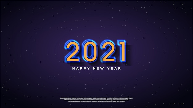 Background of  happy new year with luminous figure illustration.