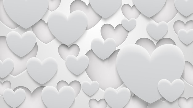 Vector background of holes and hearts with shadows