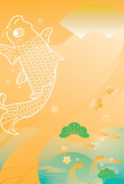 Background illustration of the carp of New Year holidays.