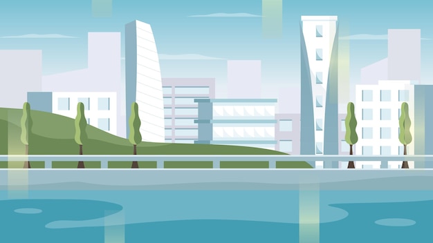 Background illustration of landscape views of the city with tall buildings