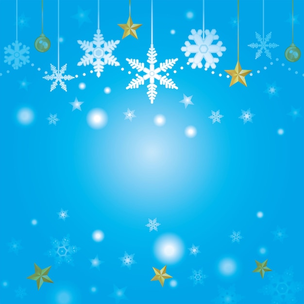 クリスマスの星と雪の結晶の背景イラスト。
