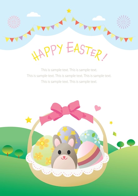 Background illustration of a rabbit and eggs of Easter.