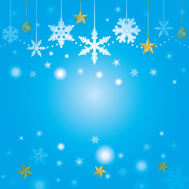 Background illustration of star and snowy crystal of Christmas.