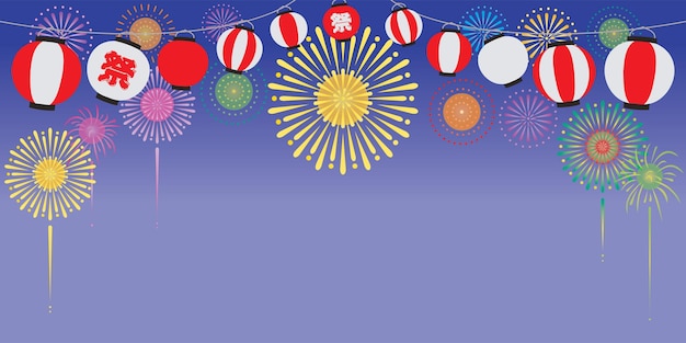 日本の夏祭りの背景イラスト。