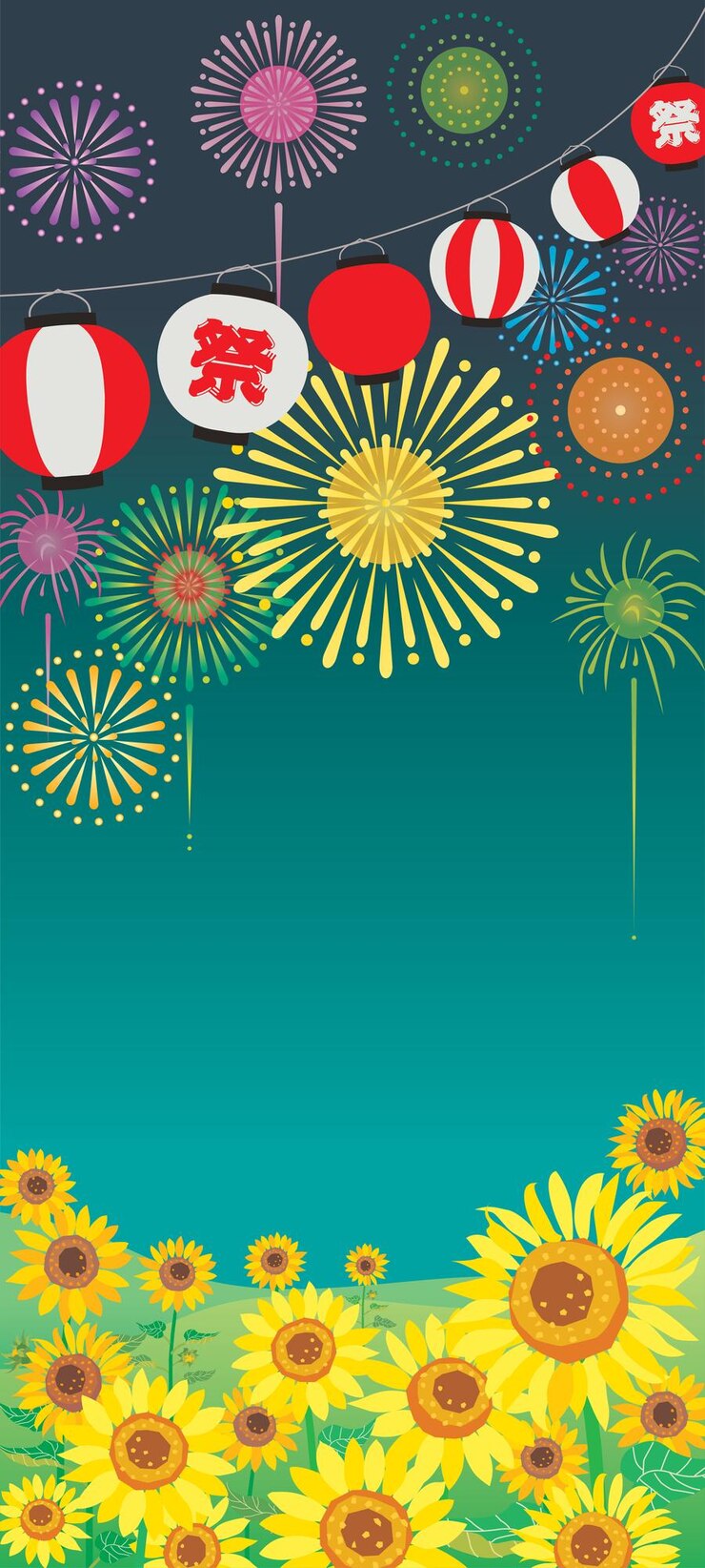 Vector 日本の夏祭りの背景イラスト