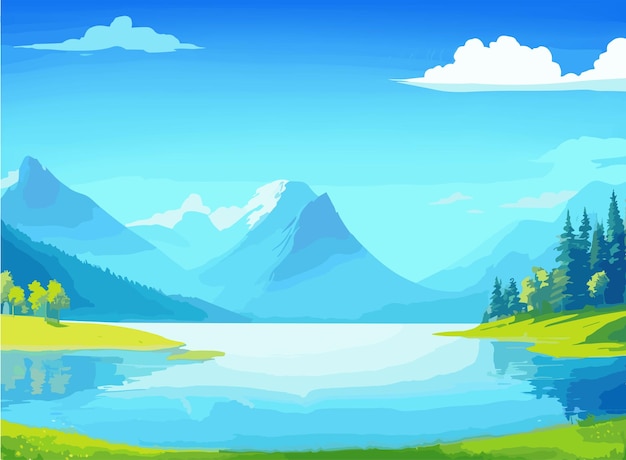 Background illustration with a serene natural landscape picturesque scene a tranquil lake