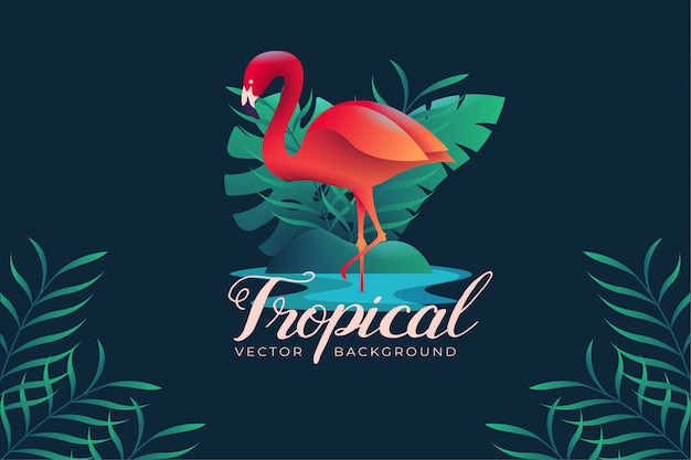 Background illustration with tropical flamingo theme