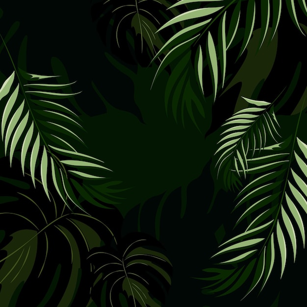 Vector background of interwoven tropical leaves