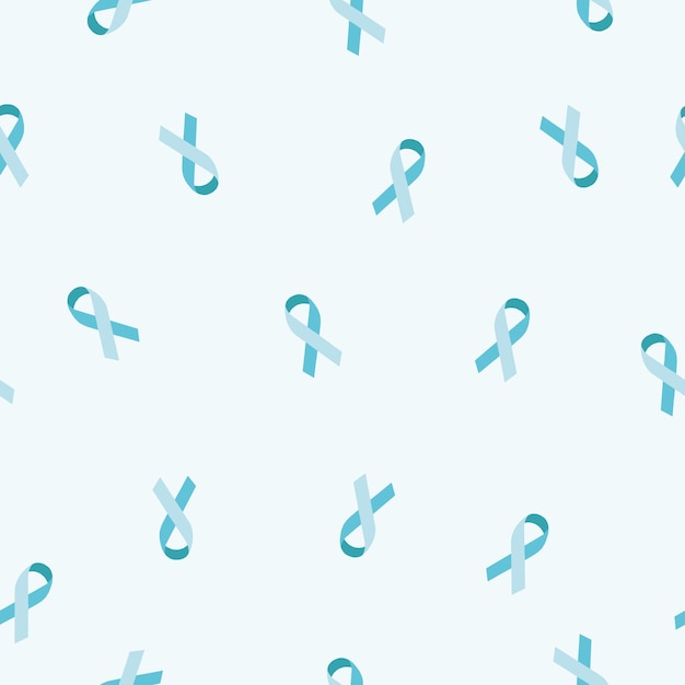 Vector the background is a blue ribbon symbol for prostate cancer. seamless pattern.