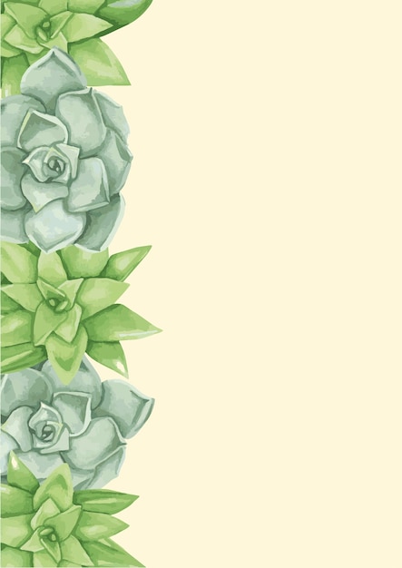 Vector the background is yellow and a border of succulent