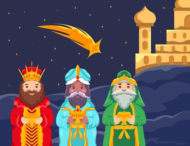 Фон путешествия трех королей представляет подарок момента Feliz Dia de Reyes