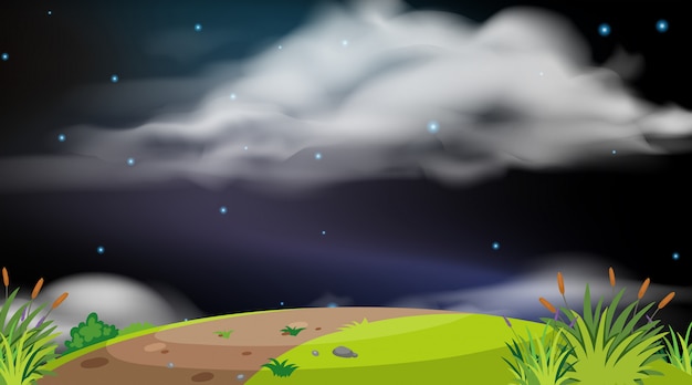 Background  of landscape with hill at night