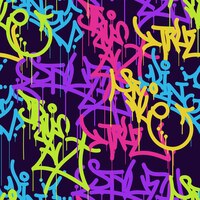 Background letters colored lettering tags graffiti street art vector illustration seamless patern