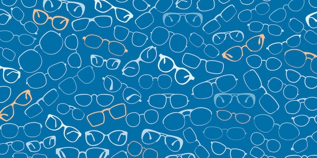 Vector background made of glasses or spectacle frames white on blue background