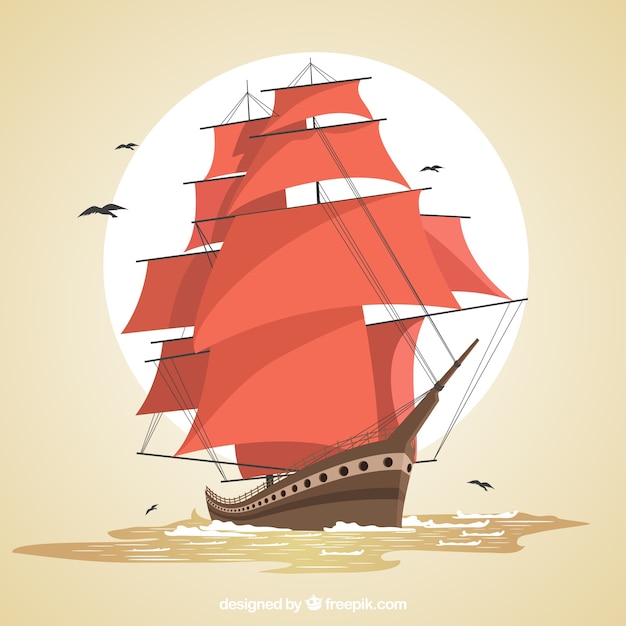 Vector background of majestic galleon