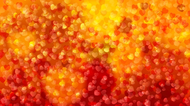 Background of many small hearts in orange colors