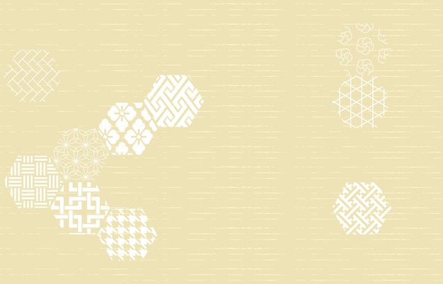Background material Vector illustration of traditional Japanese patterns arranged in octagon with light colors