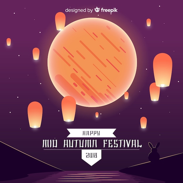 Vector background for mid autumn festival in flat style