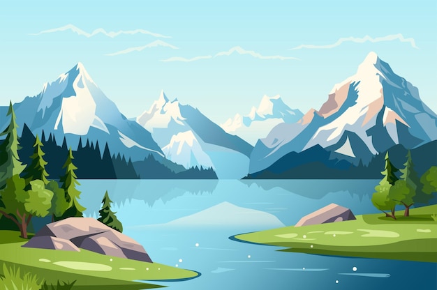 Background mountains Playful cartoon artwork showcasing scenic mountains