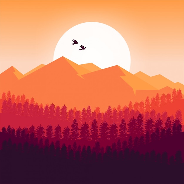 Background of mountains at sunset