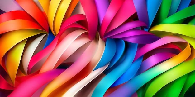 Vector background of multicolor silk or paper ribbons