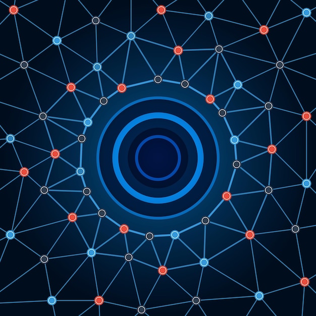 Вектор Фоновая сеть фоновые круги точки и линии абстрактный геометрический узор с точками