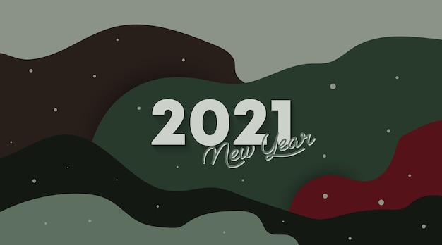 流動的な形、紙のカットスタイルで2021年の新年の背景。