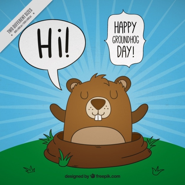 Vector background of nice hand drawn groundhog day