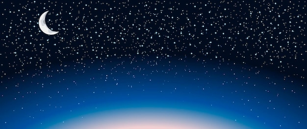 Background night sky moon stars sunrise