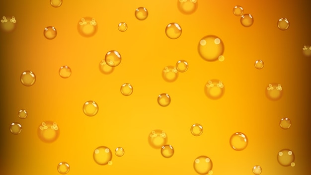 Фон из пузырьков или капель воды разных размеров в желтых тонах