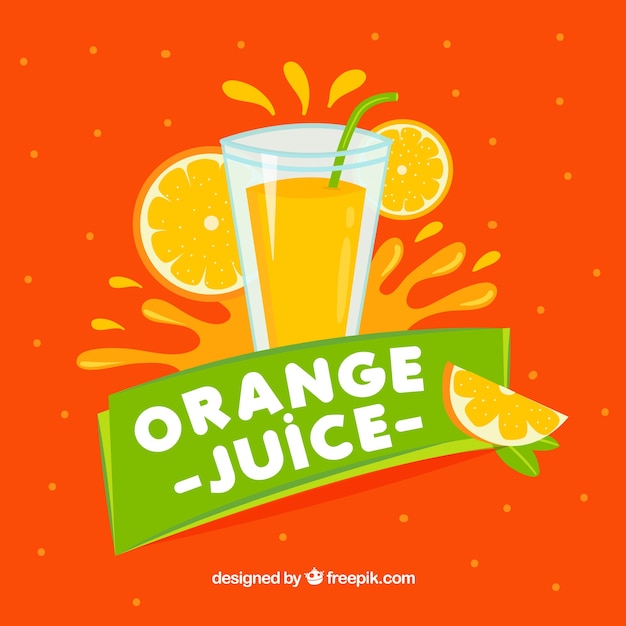 緑の詳細とオレンジジュースの背景