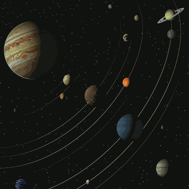 Vector background_of_solar_system_planets_and_celestial