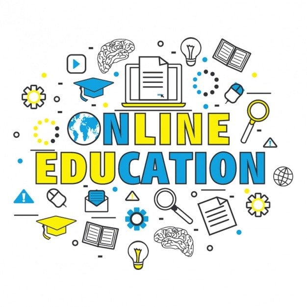 Background of online education with color details