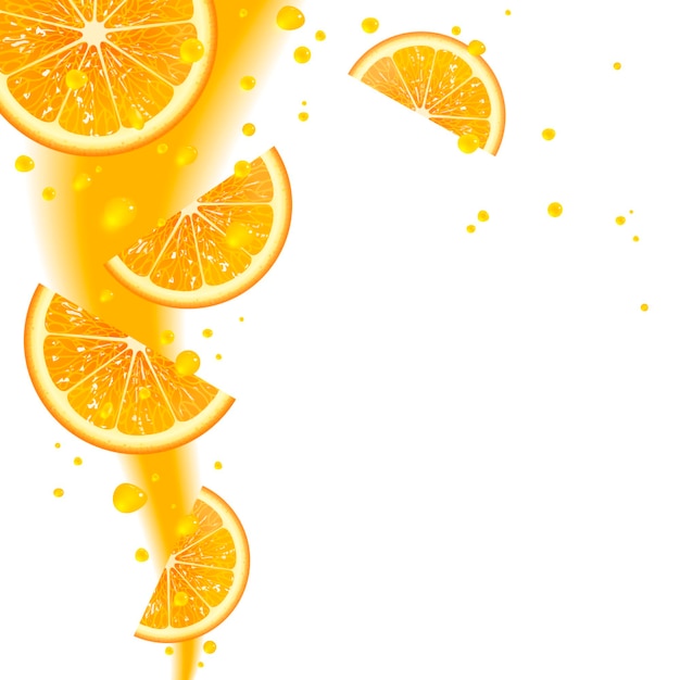 Vector background of oranges and juice splashes