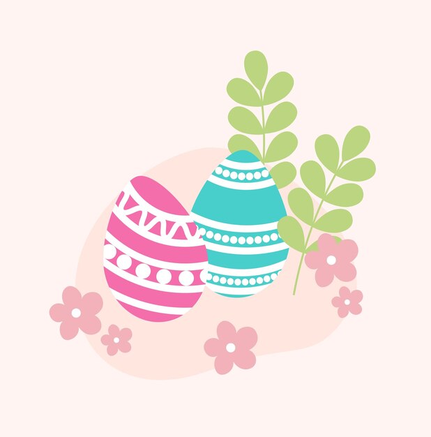 Vector background pattern in delicate colors easter eggs flowers