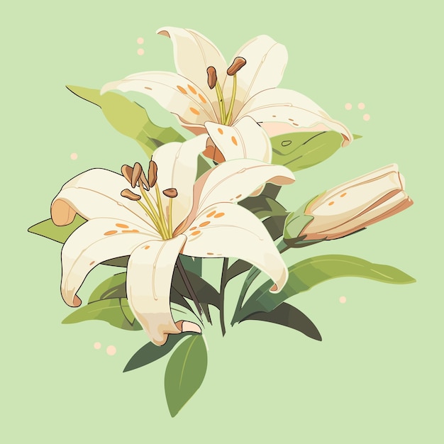 Vector background pattern image of white lilies