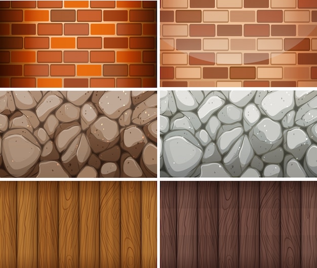 Background pattern with bricks and woods