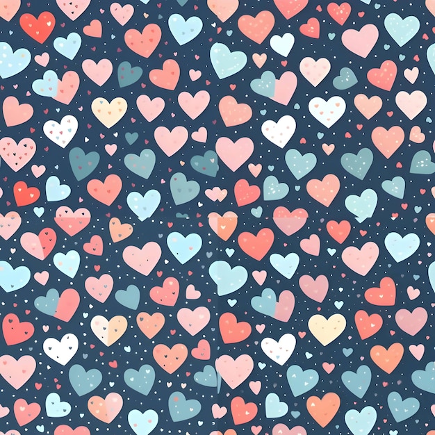 Background in patterns of colorful hearts