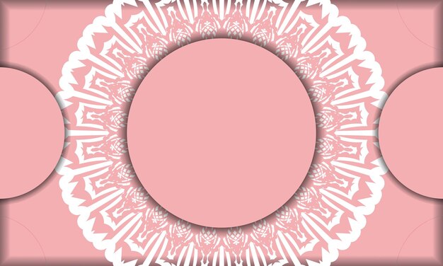 Vettore colore di sfondo rosa con ornamento bianco mandala per il design sotto il testo