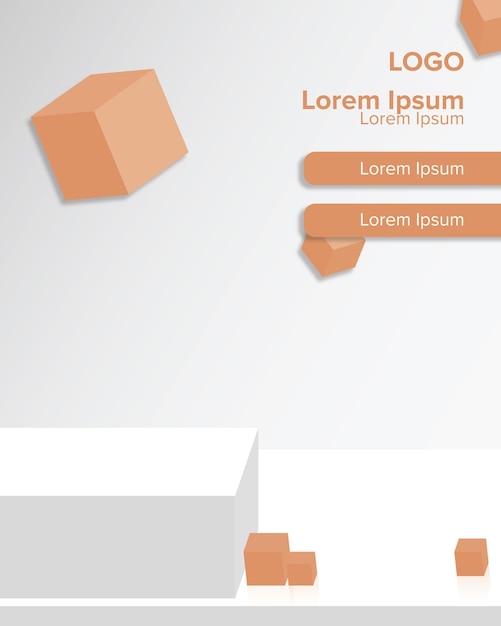 Background Podium with box object with orange pastel color