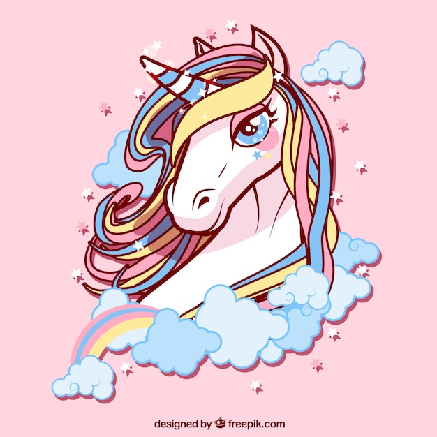 Background of pretty unicorn of colors