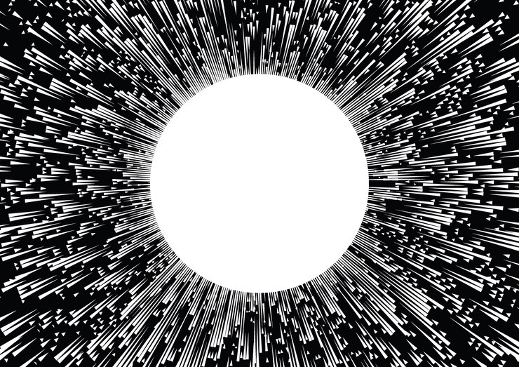 Vector background of radial white speed lines of the sun on black