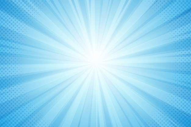 Vector background of rays from the sun, blue light in a comic style