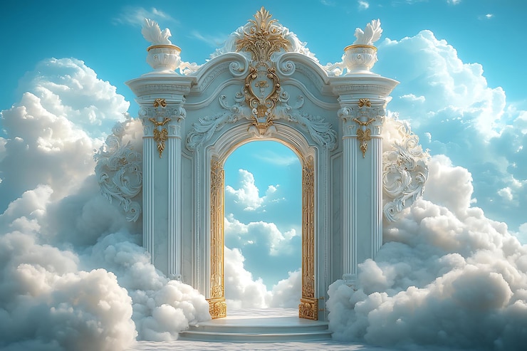 Vector background in religion heavens entrance escalator to the heavens how to succeed