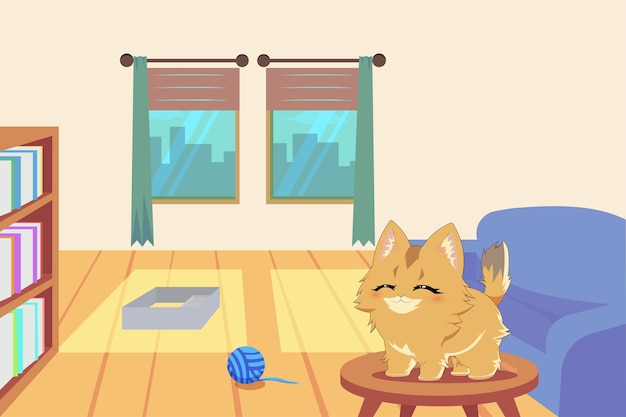 Vector background of a room for cats