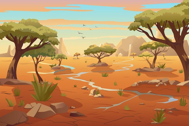 Vector background savanna an artfully illustrated savanna scene that transports you to the heart of the