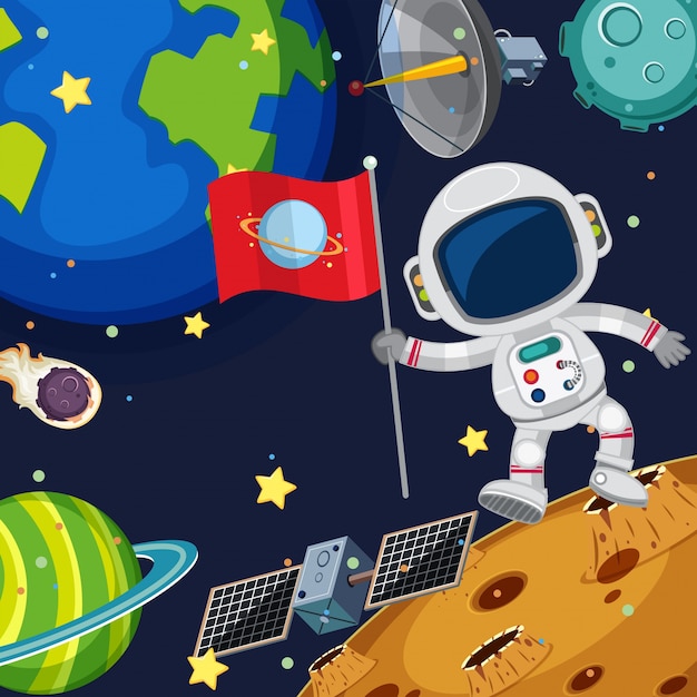 Background scene with astronaut in space