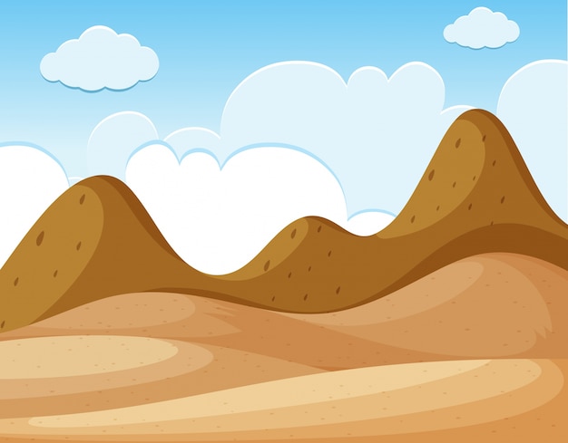 Vector background scene with desert and mountains