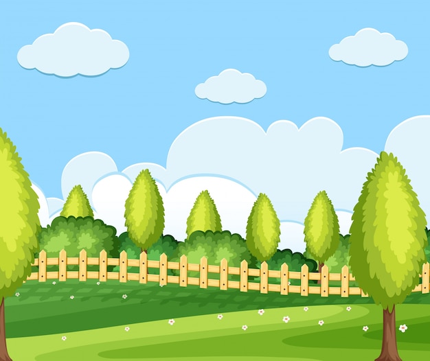 Background scene with green field